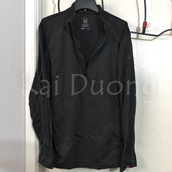 - Spyder Men's Baselayer Quarter Zip Black 1/4 Zip XL‎ BLACK - Picture 2 of 7